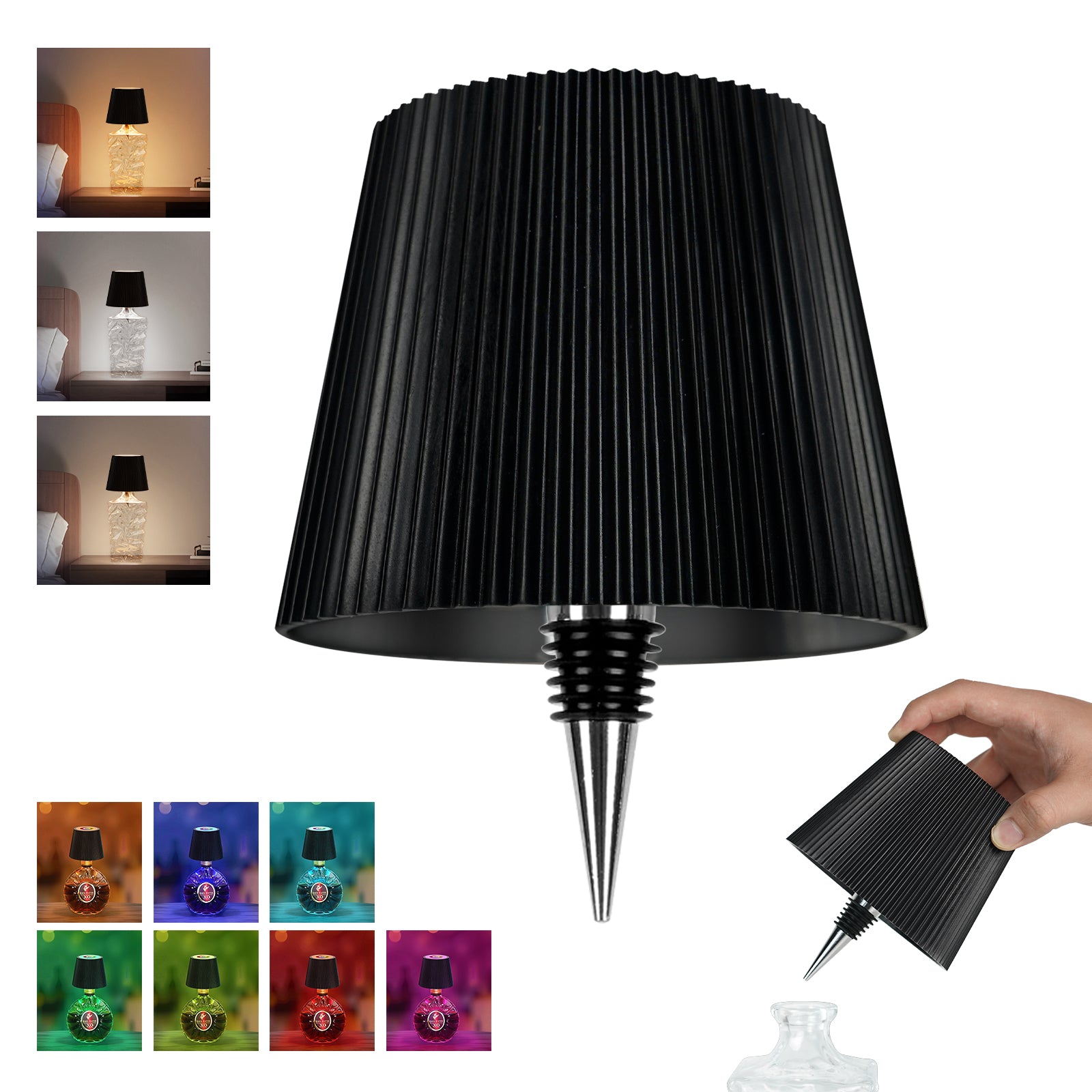 Wireless Bottle Lamp Rechargeable Bottle Lights Touch Control for Liquor Bottles Color-Changing Fillable Lamp for Bars Restaurants Home Decor