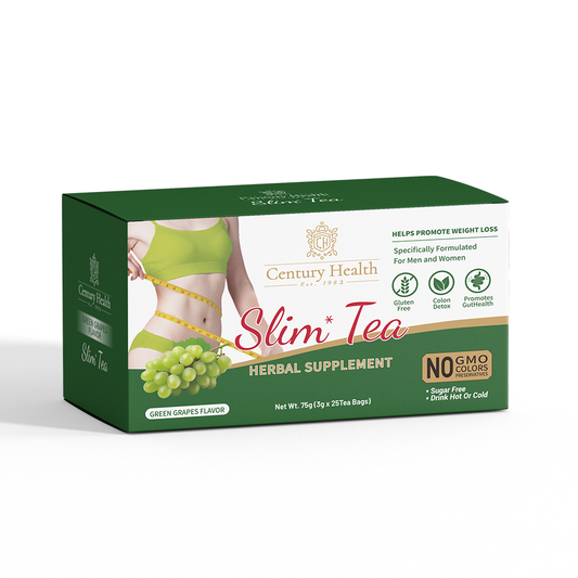 Century Health Slim Tea (Green Grapes Flavor) 25 Tea Bags Natural  Weight Loss & Gut Health